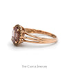 Oval Cut Pink Tourmaline Ring with Cocoa Diamond Halo in 14k Rose Gold - Thumbnail 3
