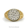Kentucky Diamond Cluster Ring with Open Filigree Sides in 10k Yellow Gold - Thumbnail 1