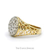 Kentucky Diamond Cluster Ring with Open Filigree Sides in 10k Yellow Gold - Thumbnail 3