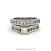 1.5cttw Princess Cut Diamond Bridal Set with Channel Set Accents & Matching Diamond Band in 14k White Gold - Thumbnail 1