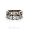 2.33cttw Three Stone Diamond Bridal Set with Accented Sides and Matching Band in 14k White Gold - Thumbnail 1
