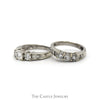 2.33cttw Three Stone Diamond Bridal Set with Accented Sides and Matching Band in 14k White Gold - Thumbnail 3