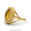 1988 Panda Coin Ring with Diamond Halo in 10k Yellow Gold Rope Designed Bezel Setting - Thumbnail 3