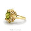 Oval Peridot Ring with Diamond Accented Filigree Halo in 10k Yellow Gold - Thumbnail 3