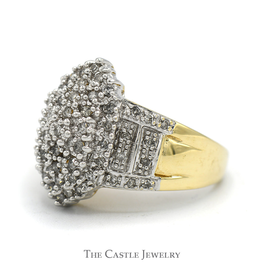 1/2cttw Marquise Shaped Diamond Cluster Ring with Accented Sides in 10k Yellow Gold