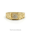 Diamond Solitaire Nugget Style Ring in 10k Yellow Gold - Thumbnail 1