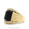 Black Onyx Men's Ring with Illusion Set Diamond Accents in 14k Yellow Gold - Thumbnail 3