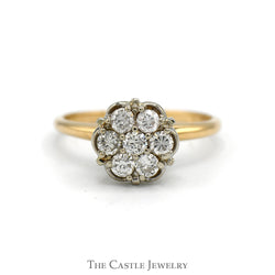 1/2cttw 7 Round Diamond Cluster in 14k Yellow Gold