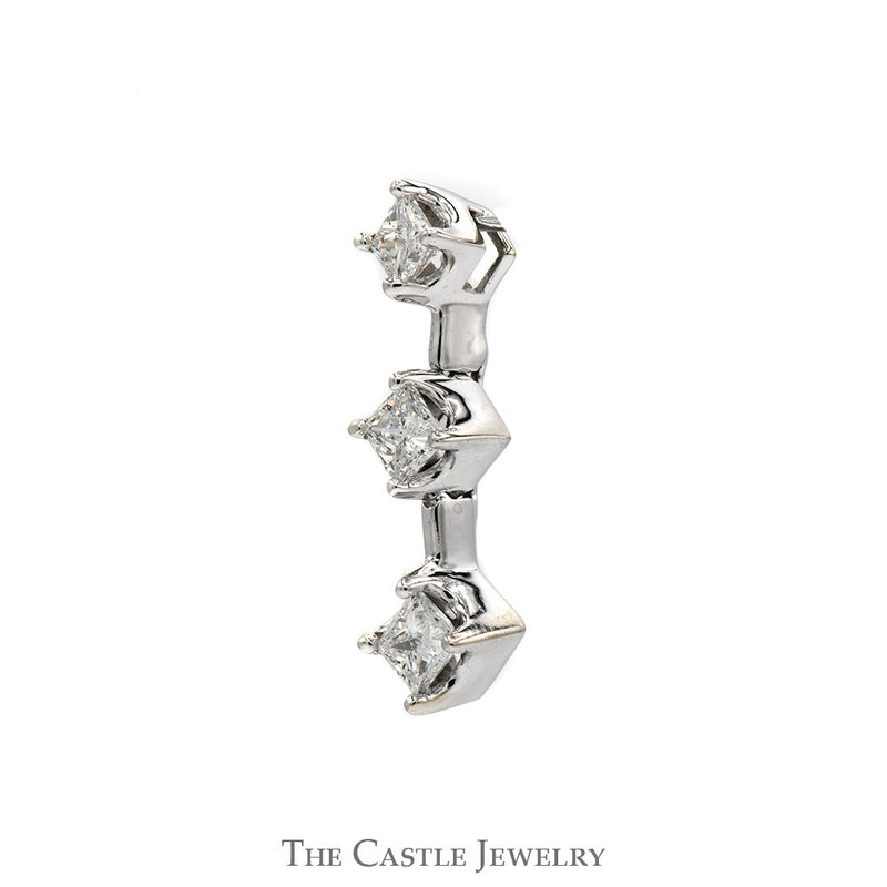 3/4cttw Princess Cut Diamond DeBeers Style Pendant in 14k White Gold