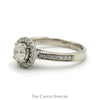 1cttw Round Diamond Engagement Ring with Diamond Halo and Accented Sides in 14k White Gold - Thumbnail 3