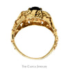 Men's Oval Black Onyx Ring with Diamond Bezel and Nugget Textured Sides in 10k Yellow Gold - Thumbnail 2