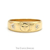 Engraved Cross Designed Band with Diamond Accented Sides in 14k Yellow Gold - Thumbnail 1