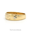 Engraved Cross Designed Band with Diamond Accented Sides in 14k Yellow Gold - Thumbnail 3