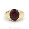 Bezel Set Oval Garnet Ring with Polished Sides in 10k Yellow Gold - Thumbnail 1