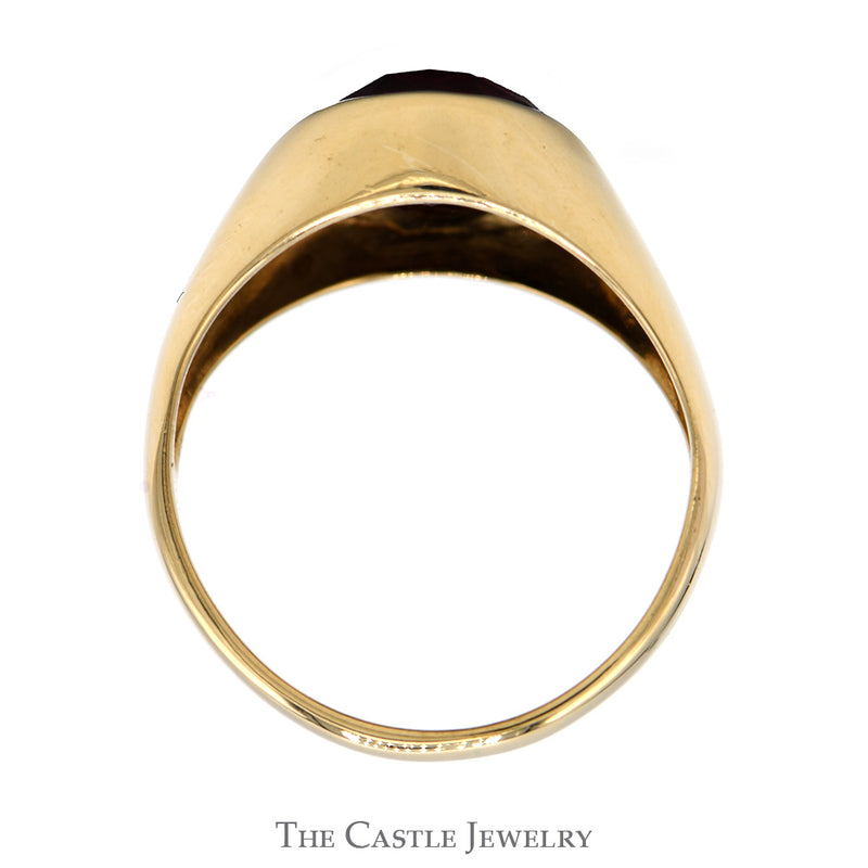 Bezel Set Oval Garnet Ring with Polished Sides in 10k Yellow Gold
