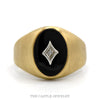 Men's Oval Black Onyx Ring with Diamond Accent in 10k Yellow Gold