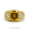 Emerald Cut Citrine Ring with Diamond Accented Sides in 10k Yellow Gold - Thumbnail 1