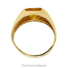 Emerald Cut Citrine Ring with Diamond Accented Sides in 10k Yellow Gold - Thumbnail 2