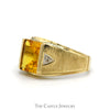 Emerald Cut Citrine Ring with Diamond Accented Sides in 10k Yellow Gold - Thumbnail 3