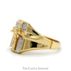 Two Toned Crucifix Ring with Beaded Detail in 10k Yellow & White Gold - Thumbnail 3