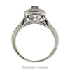 3/4cttw Diamond Engagement Ring with Double Halo and Accented Split Shank Sides in 14k White Gold - Thumbnail 2