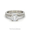 2cttw Round Lab Grown Diamond Bridal Set with Diamond Accented Sides and Matching Band in 10k White Gold - Thumbnail 1