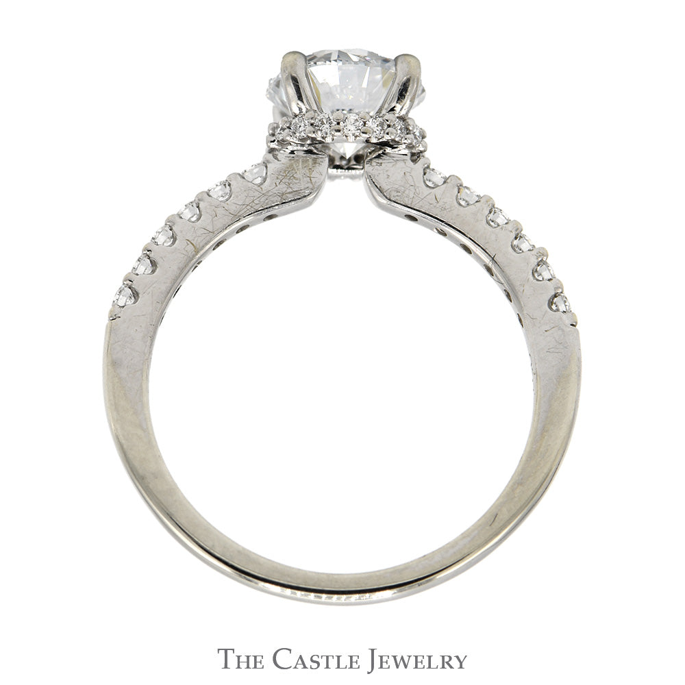 2cttw Round Lab Grown Diamond Bridal Set with Diamond Accented Sides and Matching Band in 10k White Gold