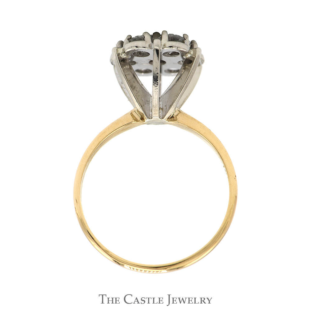 1cttw 7 Round Diamond Cluster Ring in 14k Yellow Gold