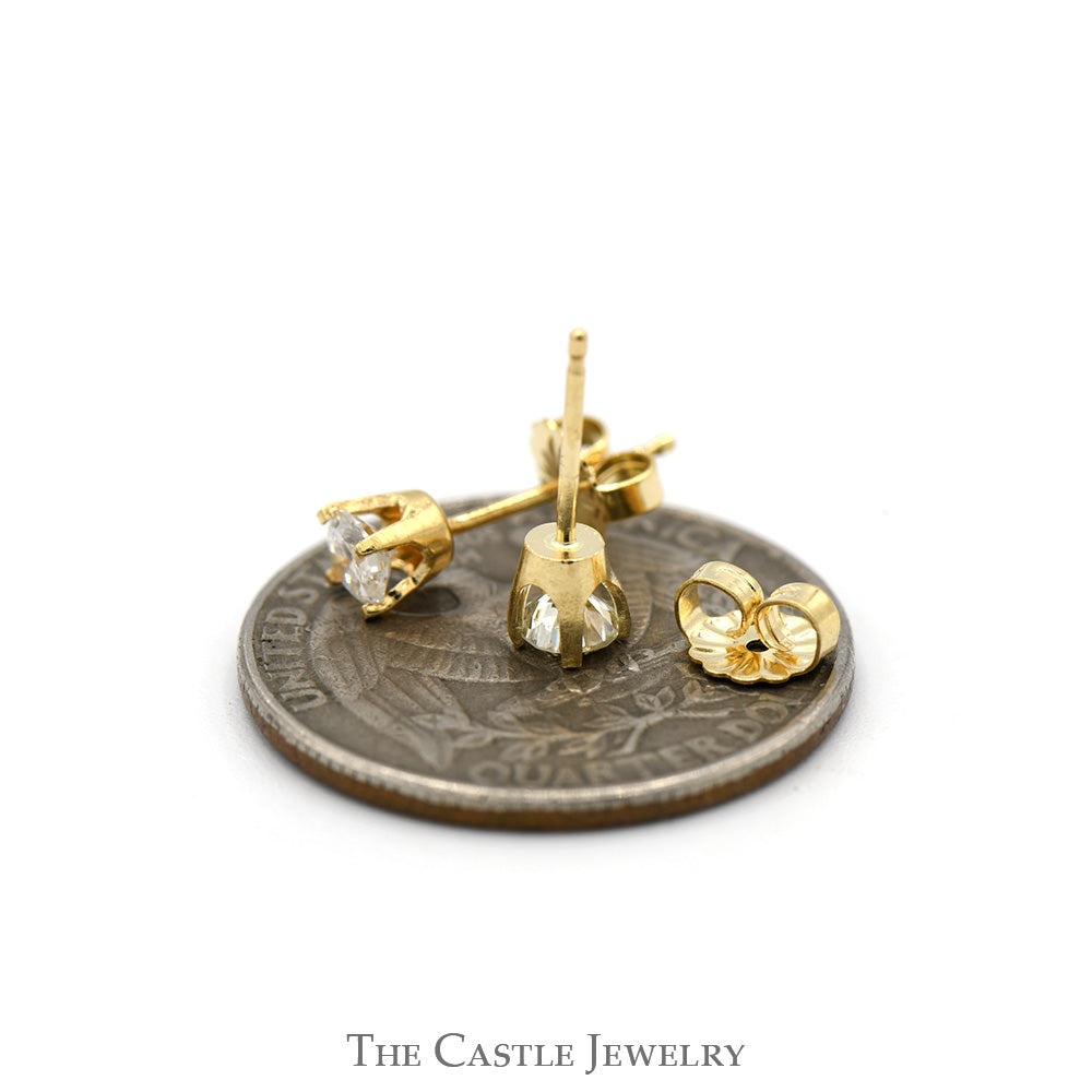 1/2cttw Round Diamond Stud Earrings in 14k Yellow Gold Butterfly Push Backs
