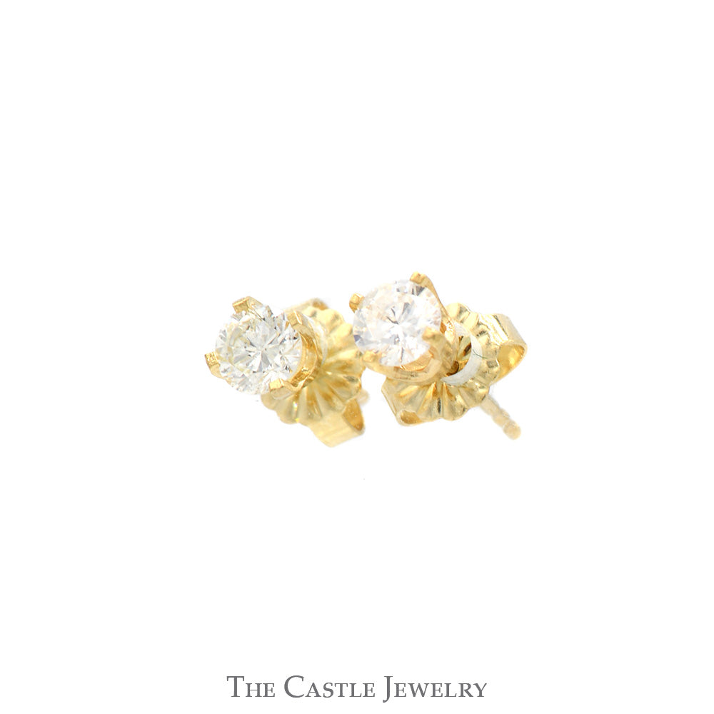1/2cttw Round Diamond Stud Earrings in 14k Yellow Gold Butterfly Push Backs