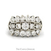 2cttw 3 Row Round Diamond Cluster Ring with Split Shank Sides in 14k White Gold - Thumbnail 1