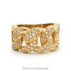 Round Diamond Accented Open Curb Link Ring in 14k Yellow Gold - Thumbnail 1