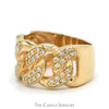 Round Diamond Accented Open Curb Link Ring in 14k Yellow Gold - Thumbnail 3