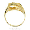Horseshoe Ring with Horse Head and Diamond Cut Pattern in 14k Yellow Gold - Thumbnail 2