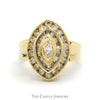 Marquise Shaped Round & Baguette Diamond Cluster with Marquise Cut Diamond Solitaire in 14k Yellow Gold - Thumbnail 1