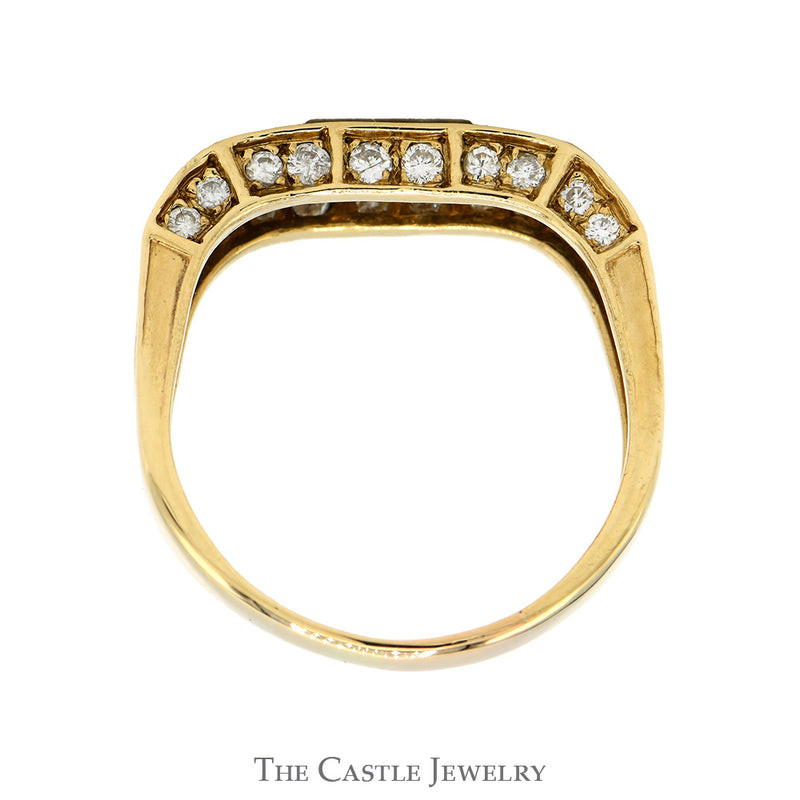 Geometric 1cttw Round Diamond Cluster Men's Band in 10k Yellow Gold