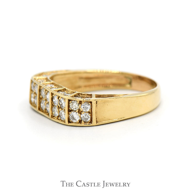 Geometric 1cttw Round Diamond Cluster Men's Band in 10k Yellow Gold