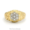 1/4cttw 7 Round Diamond Cluster Ring with Textured Nugget Sides in 10k Yellow Gold - Thumbnail 1