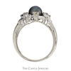 Black Pearl Ring with Diamond Accented Ornate Mounting in 14k White Gold - Thumbnail 2