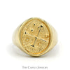 Gold Coal Miner's Ring with Engraved Pick Axe and Shovel in 10k Yellow Gold - Thumbnail 1