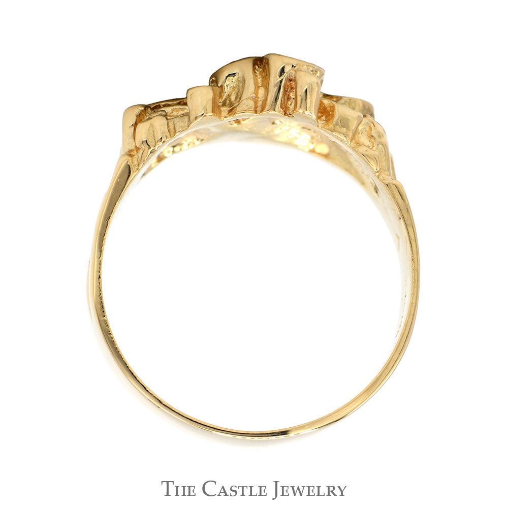 Textured Nugget Style Men's Ring in 14k Yellow Gold