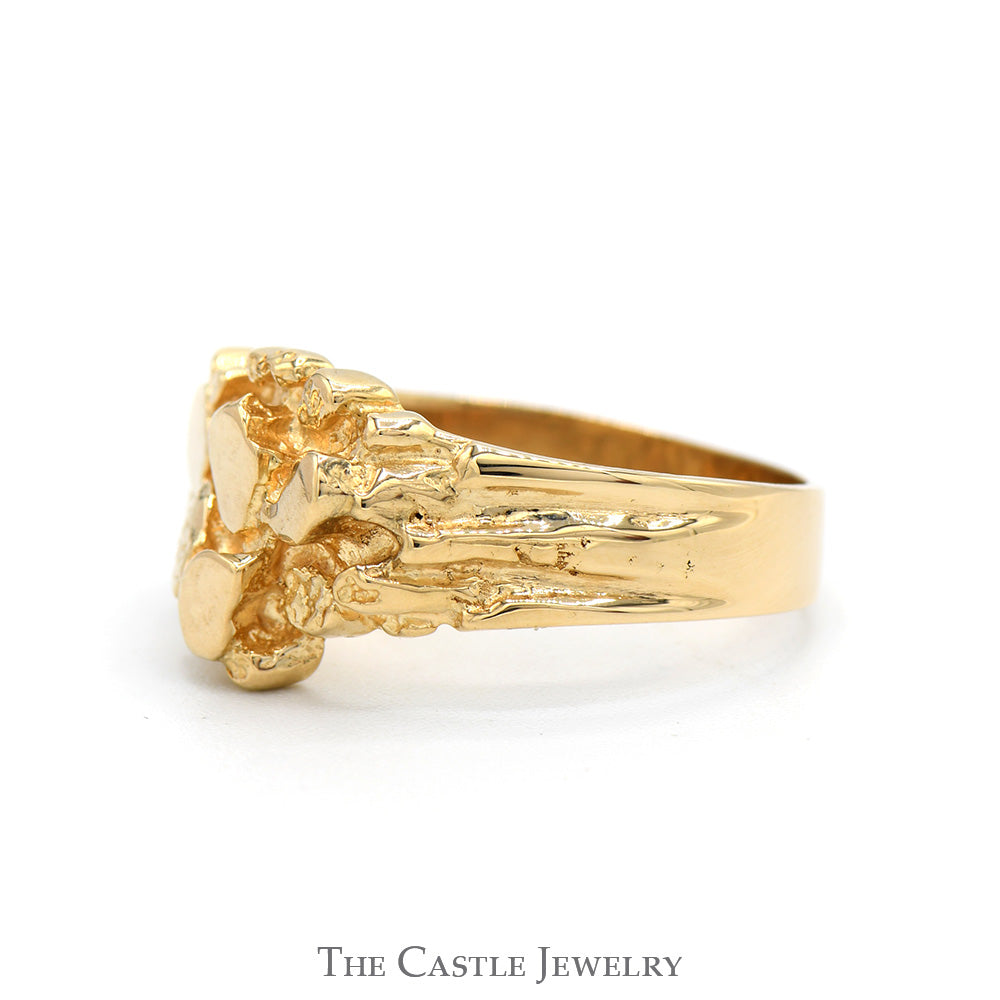 Textured Nugget Style Men's Ring in 14k Yellow Gold