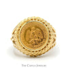 1945 Mexican Dos Pesos Coin Ring with Rope Bezel and Split Sides in 14k Yellow Gold - Thumbnail 1