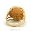 1945 Mexican Dos Pesos Coin Ring with Rope Bezel and Split Sides in 14k Yellow Gold - Thumbnail 2