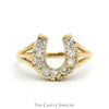 1/4cttw Diamond Horseshoe Ring with Split Shank Sides in 14k Yellow Gold - Thumbnail 1