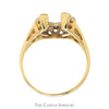 1/4cttw Diamond Horseshoe Ring with Split Shank Sides in 14k Yellow Gold - Thumbnail 2