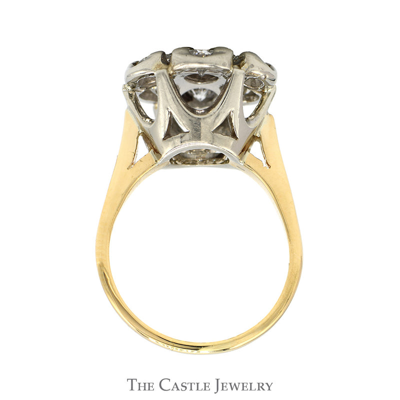 2.5cttw Round Shaped 7 Diamond Cluster Ring in 14k Yellow Gold