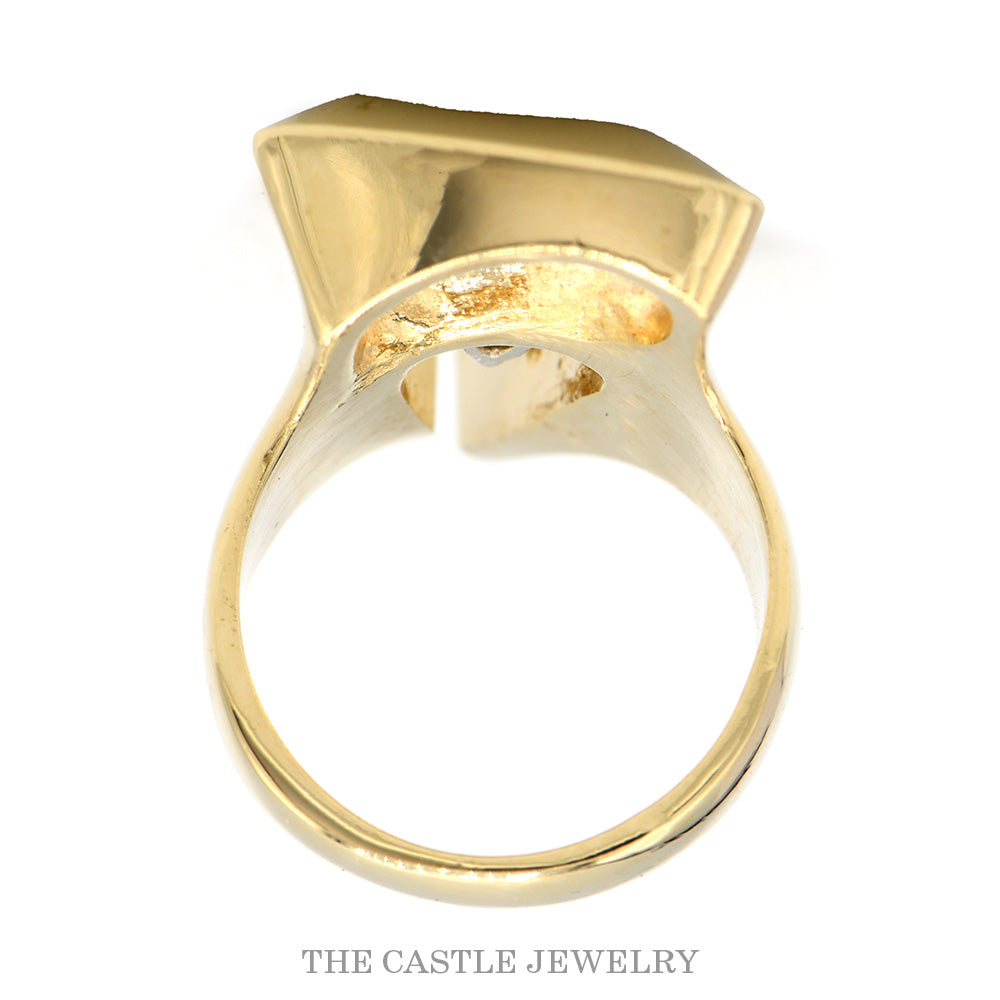 .75ct Pear Diamond & Sapphire Modern Fashion Ring in 14k Yellow Gold