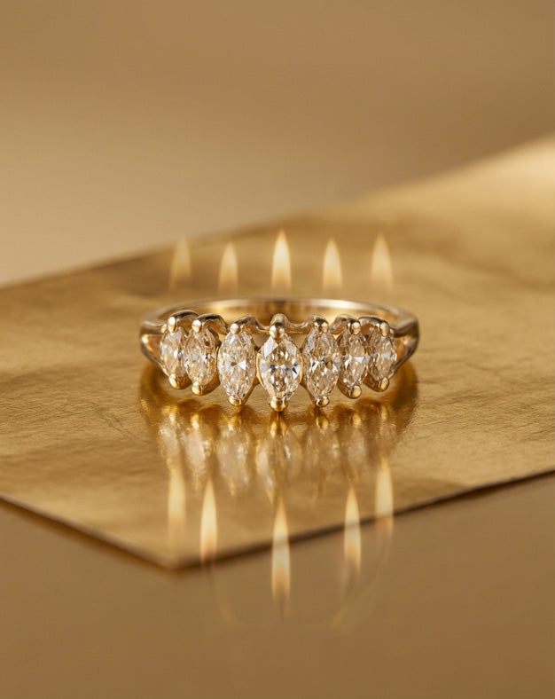 0.96ctw Seven-Stone Marquise Diamond Anniversary Band in 14k Yellow Gold