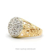 Side profile of the 10k yellow gold Kentucky Cluster men's ring showing cluster dome height and filigree shoulder openwork - Thumbnail 2
